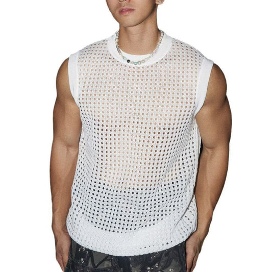Korean Style Translucent Hollow Knitted Vest