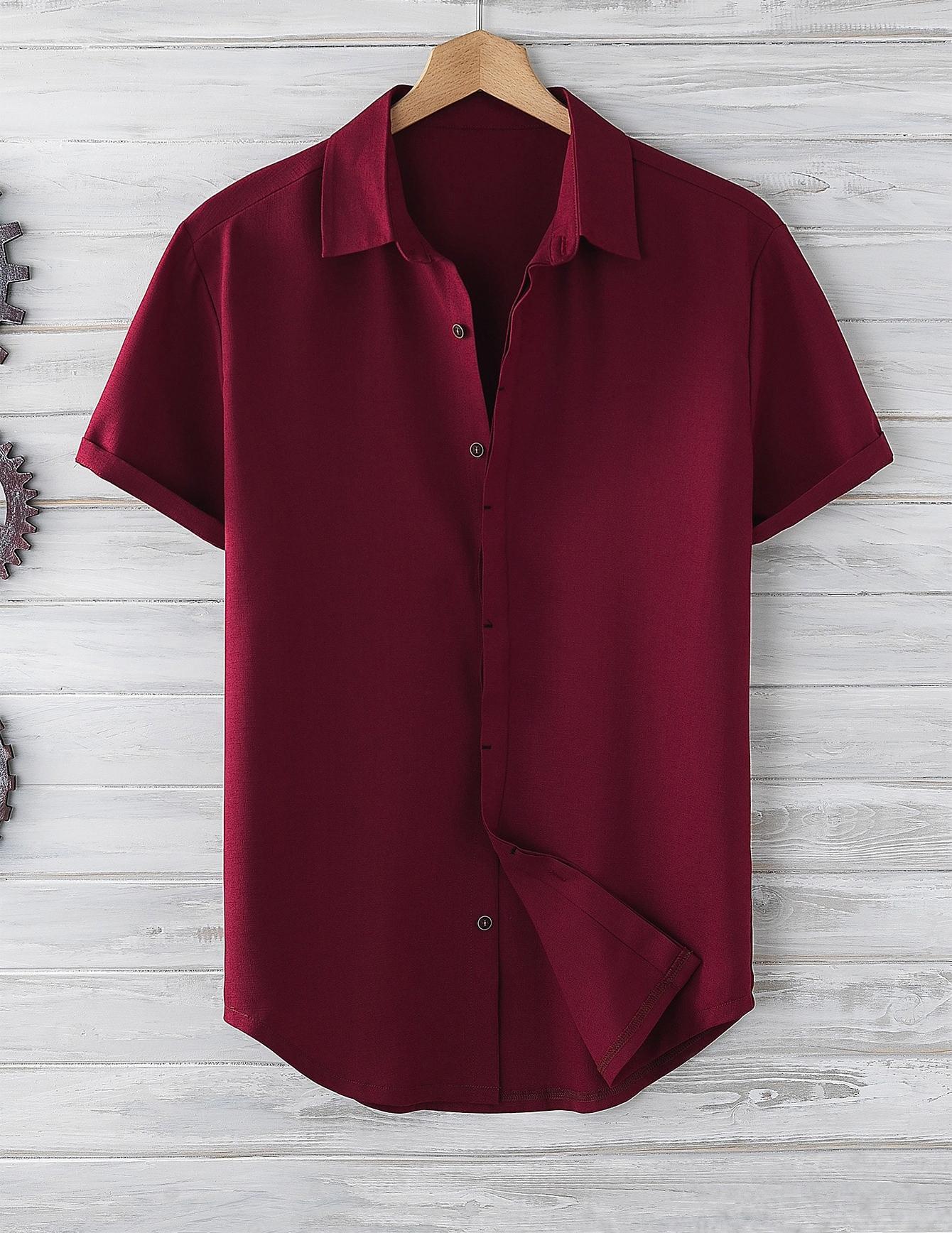 Men's Short Sleeve Loose Solid Color Shirt