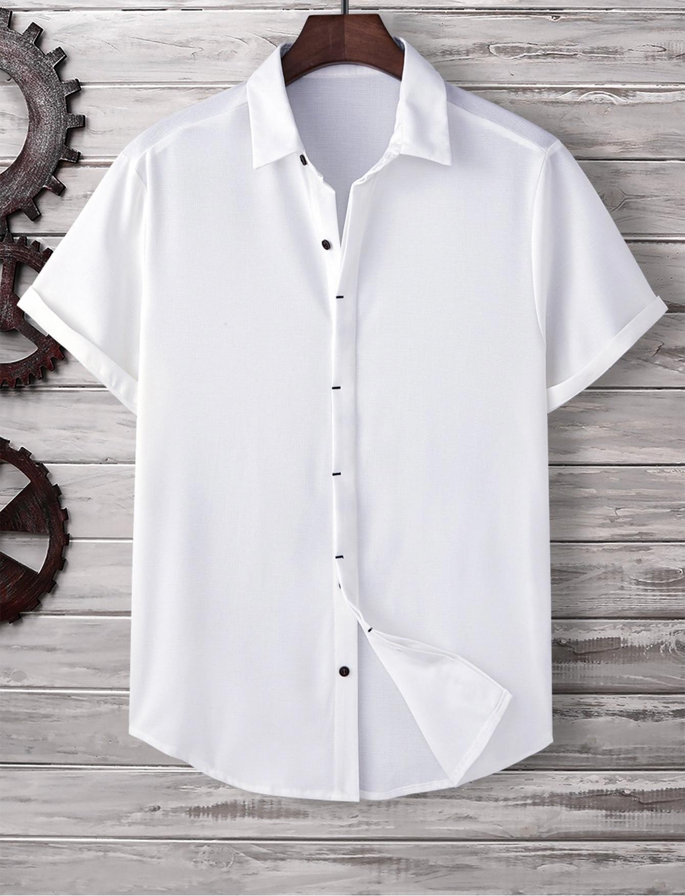 Men's Short Sleeve Loose Solid Color Shirt