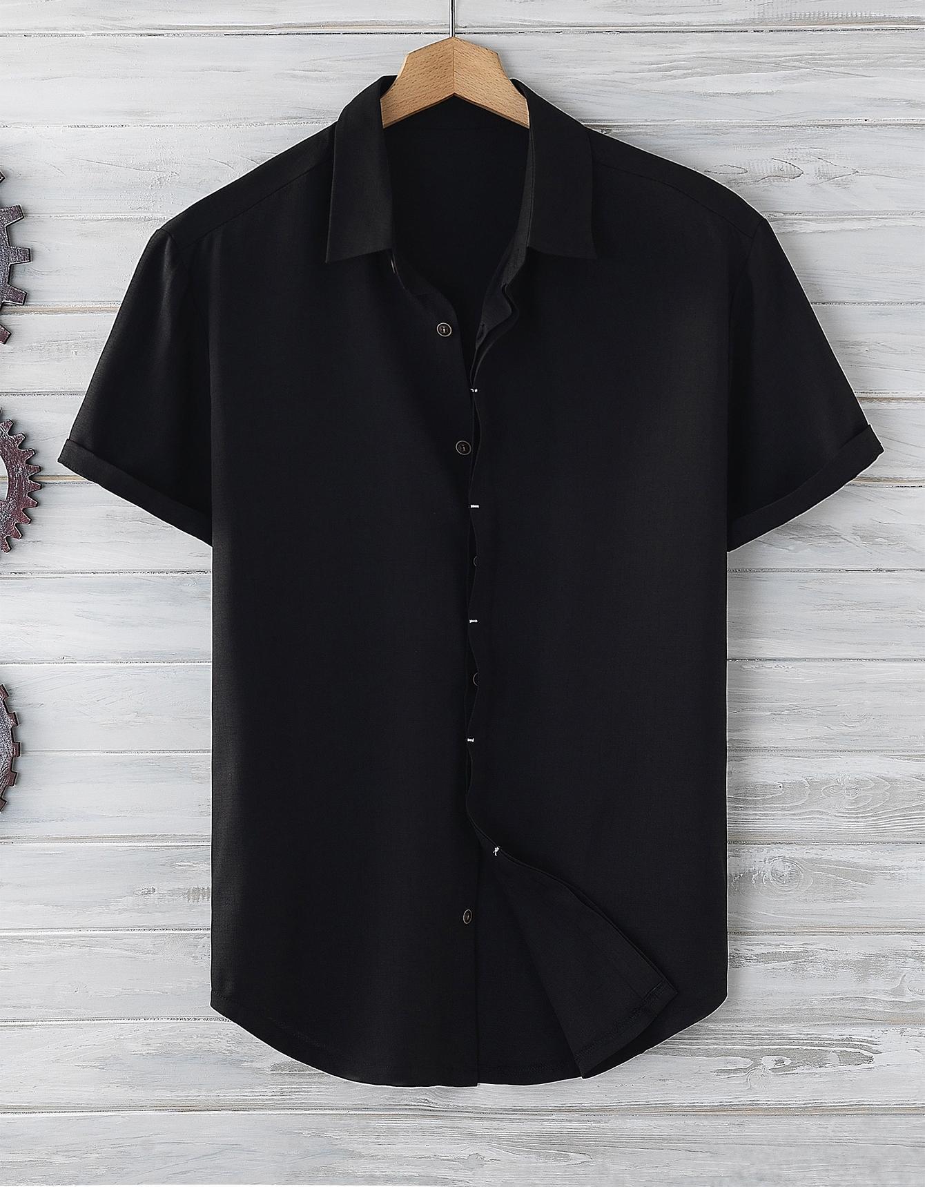 Men's Short Sleeve Loose Solid Color Shirt